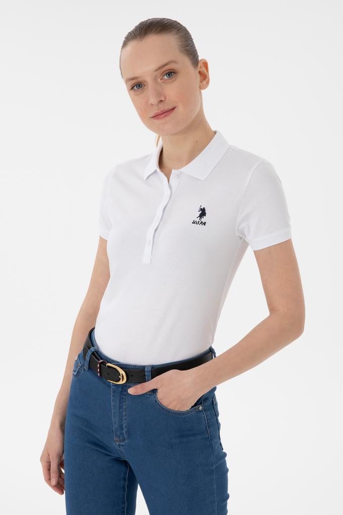 Kadın Beyaz Basic Polo Yaka Tişört