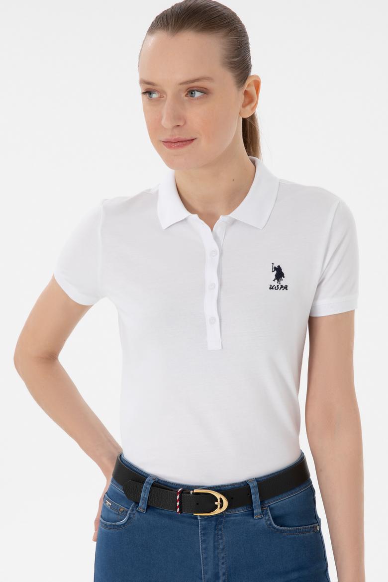 Kadın Beyaz Basic Polo Yaka Tişört - 50300896026