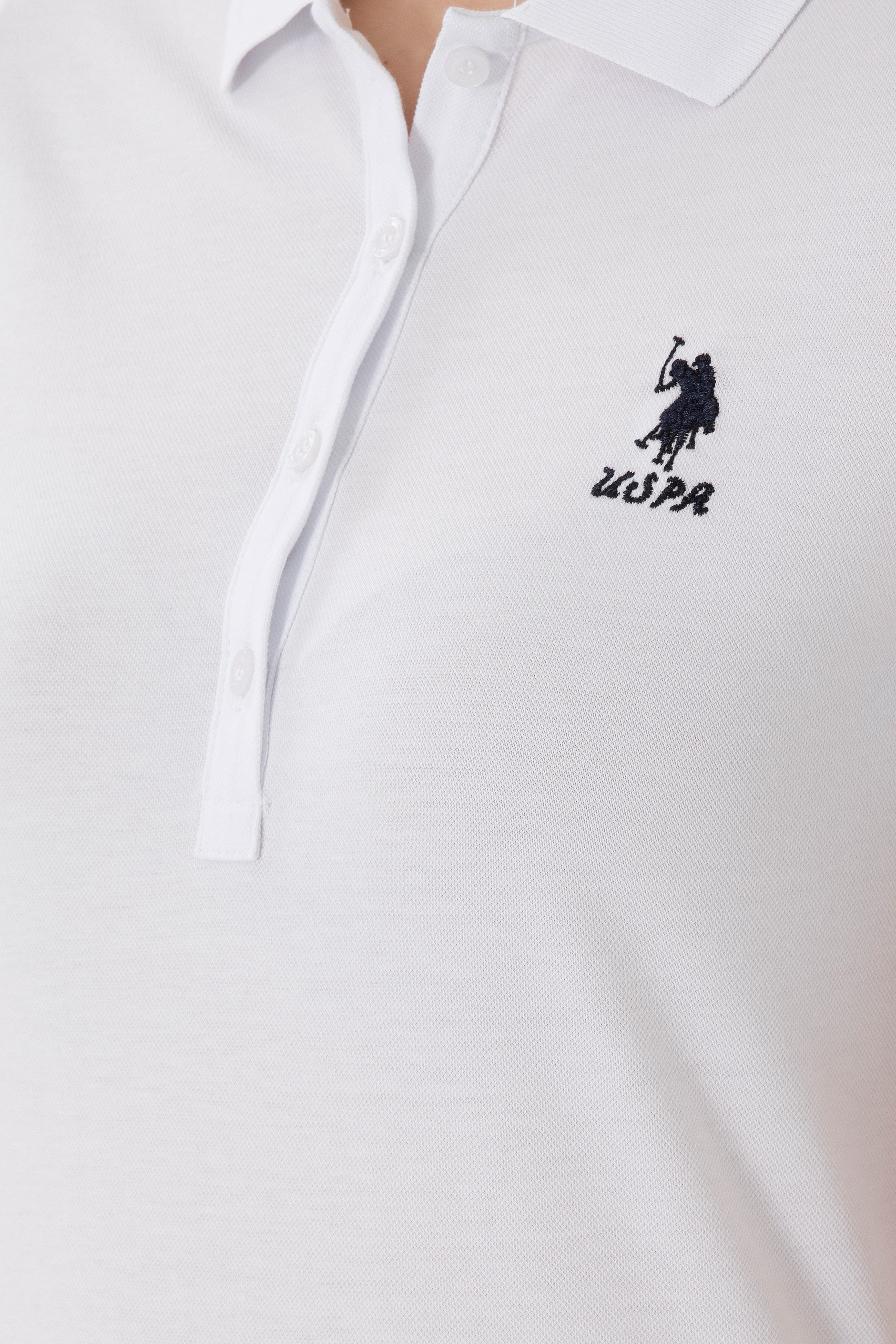 Kadın Beyaz Basic Polo Yaka Tişört - Image 7