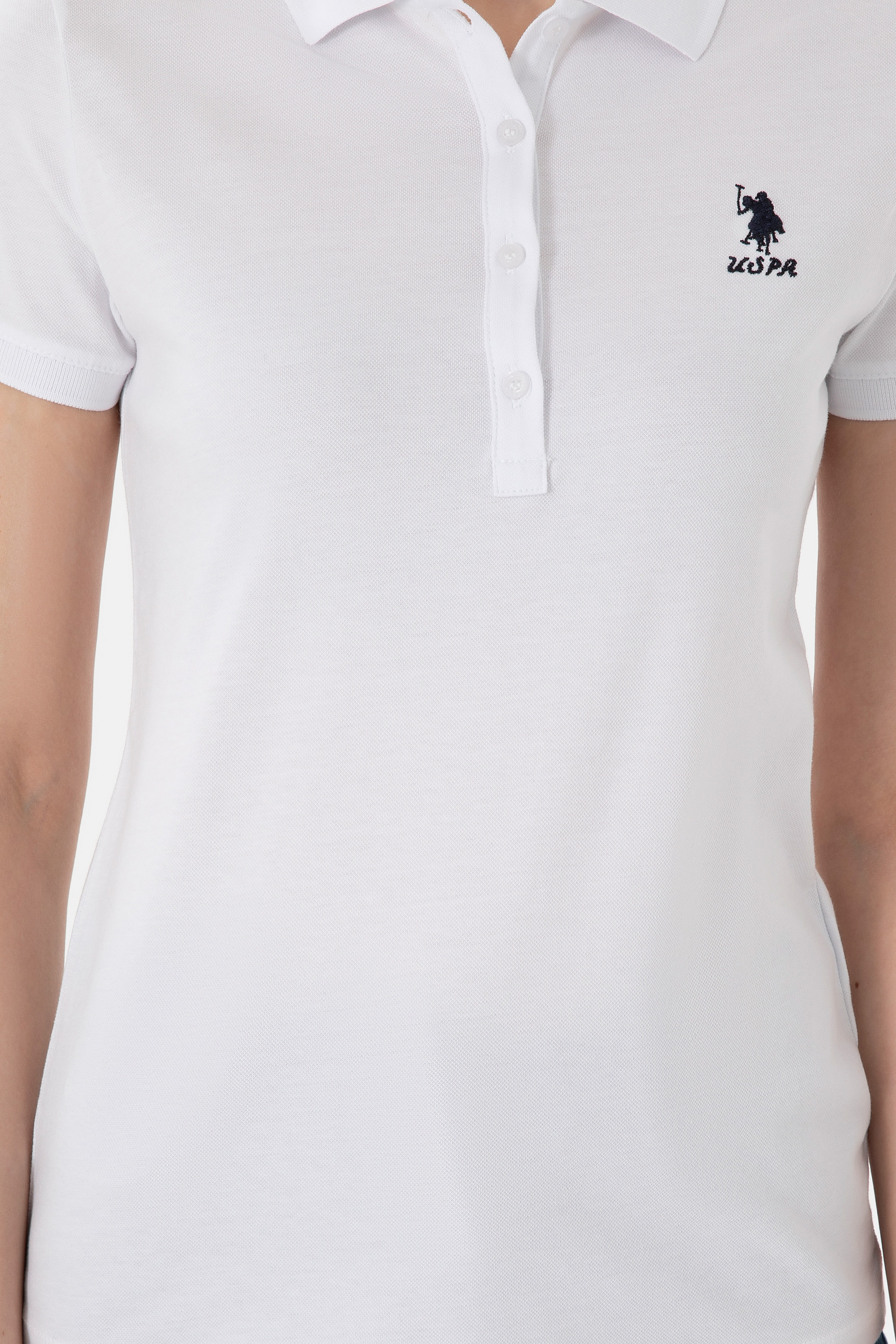 Kadın Beyaz Basic Polo Yaka Tişört
