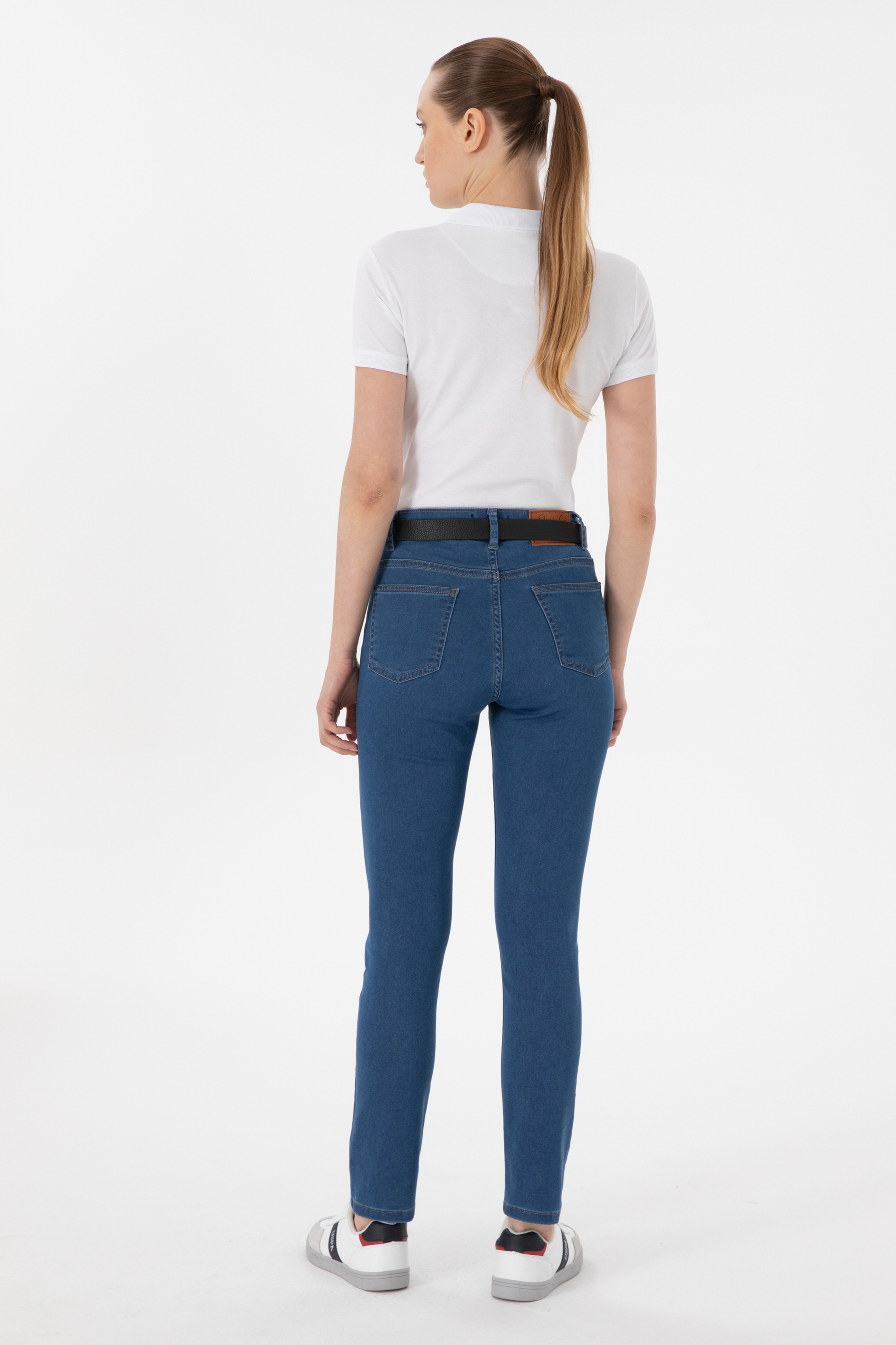 Kadın Mavi Jean Toothpick Fit Pantolon - Image 4
