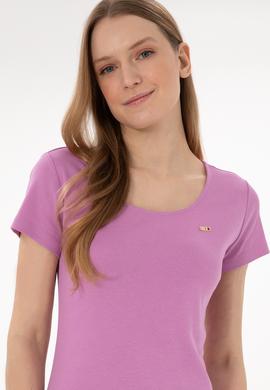 Kadın Pembe Yırtmaçlı Bisiklet Yaka Midi Boy Örme Elbise - 50305753014