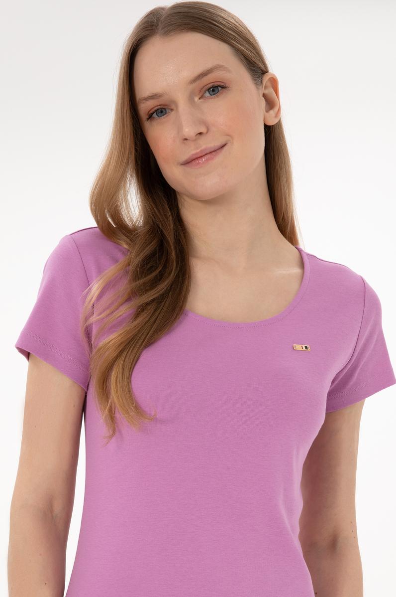 Kadın Pembe Yırtmaçlı Bisiklet Yaka Midi Boy Örme Elbise