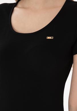 Kadın Siyah Yırtmaçlı Bisiklet Yaka Midi Boy Örme Elbise - 50305753001