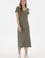 Kadın Koyu Haki Yırtmaçlı Bisiklet Yaka Midi Boy Örme Elbise