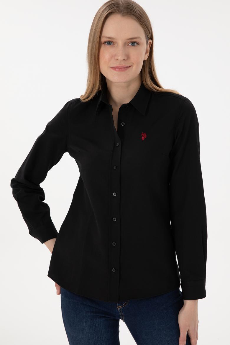 Kadın Siyah Uzun Kollu Basic Gömlek - 50288851011
