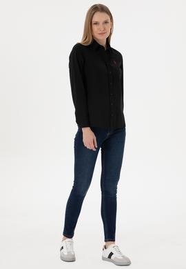Kadın Siyah Uzun Kollu Basic Gömlek - 50288851011