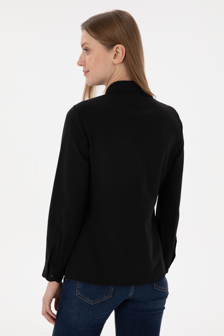 Kadın Siyah Uzun Kollu Basic Gömlek - 50288851011