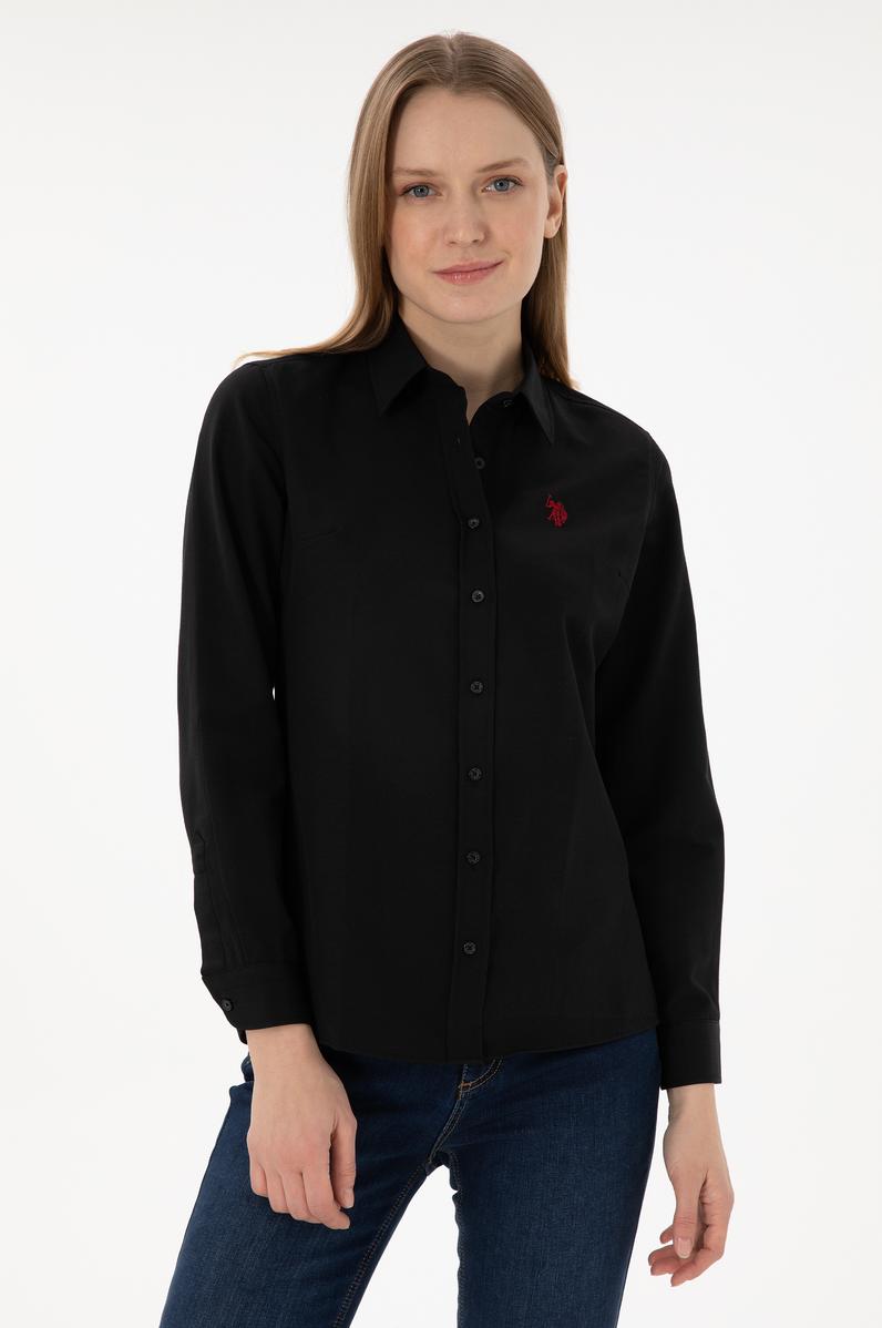 Kadın Siyah Uzun Kollu Basic Gömlek