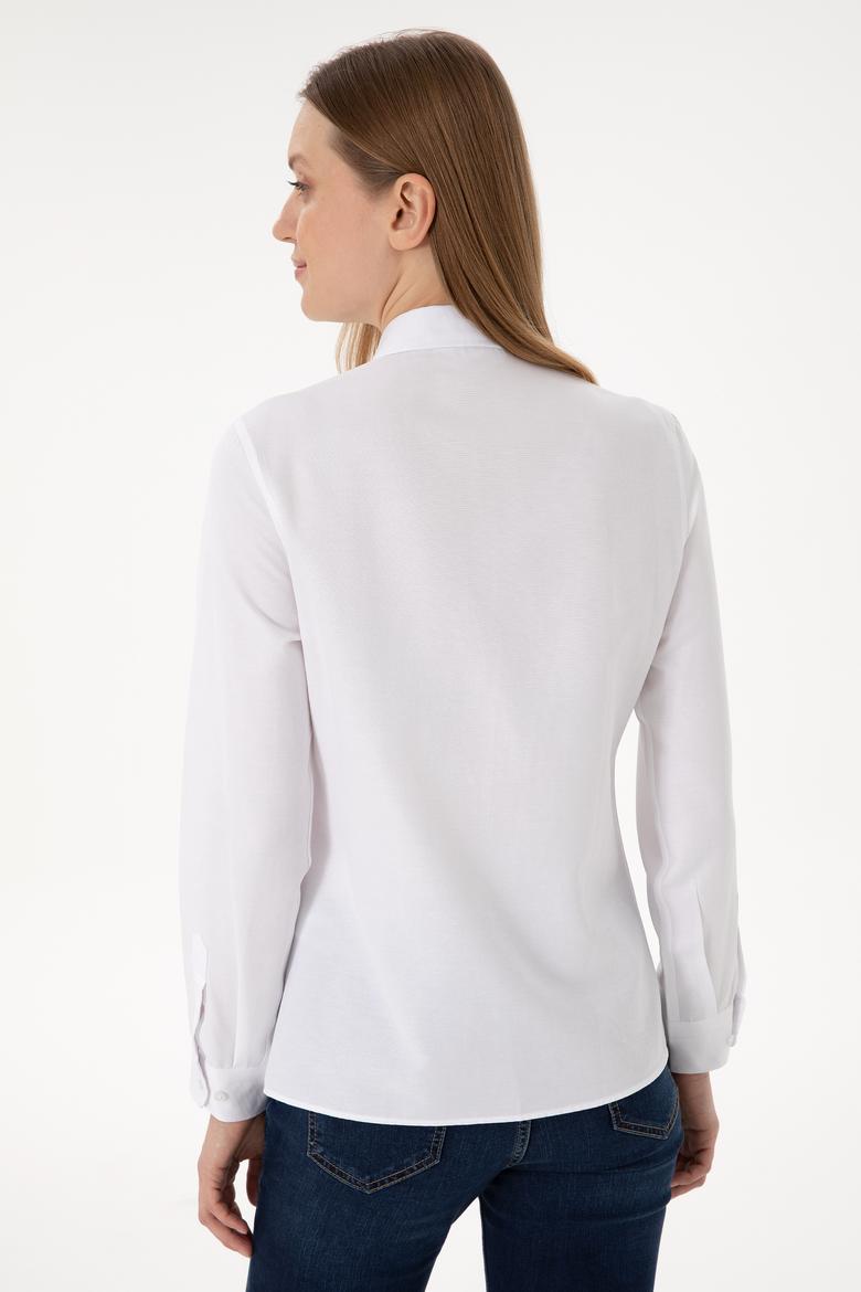 Kadın Beyaz Uzun Kollu Basic Gömlek - 50288851075