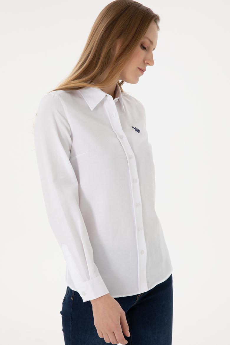Kadın Beyaz Uzun Kollu Basic Gömlek - 50288851075