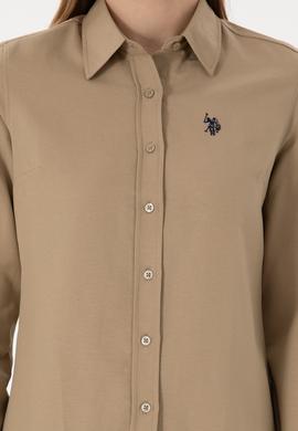 Kadın Haki Uzun Kollu Basic Gömlek - 50288851132