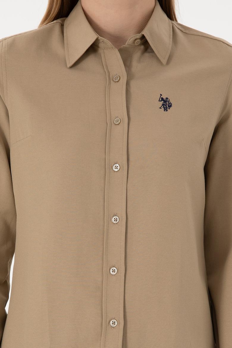 Kadın Haki Uzun Kollu Basic Gömlek - 50288851132