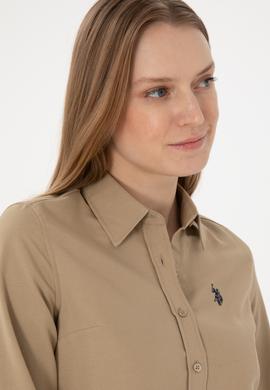 Kadın Haki Uzun Kollu Basic Gömlek - 50288851132