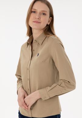 Kadın Haki Uzun Kollu Basic Gömlek - 50288851132