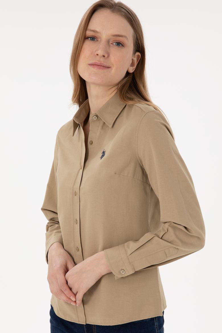 Kadın Haki Uzun Kollu Basic Gömlek - 50288851132