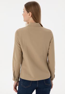 Kadın Haki Uzun Kollu Basic Gömlek - 50288851132