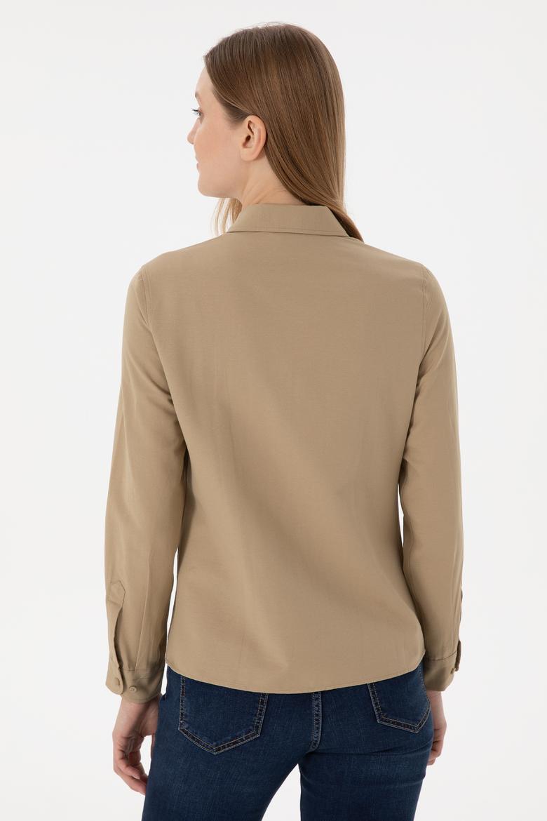 Kadın Haki Uzun Kollu Basic Gömlek - 50288851132