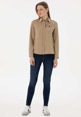 Kadın Haki Uzun Kollu Basic Gömlek - 50288851132
