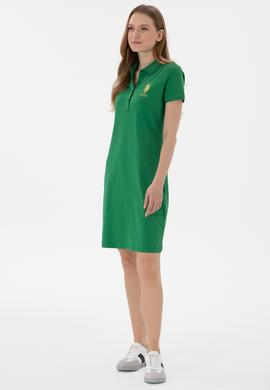 Kadın Yeşil Polo Yaka Mini Boy Örme Elbise - 50280069061