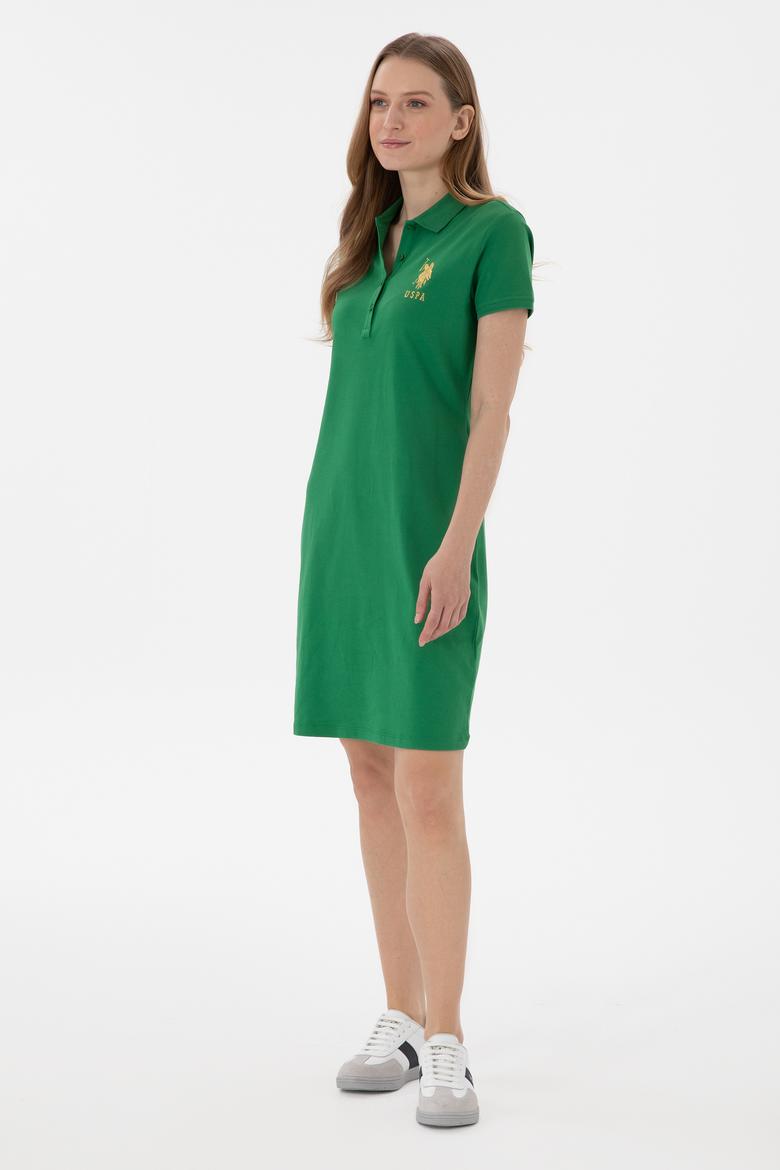Kadın Yeşil Polo Yaka Mini Boy Örme Elbise - 50280069061
