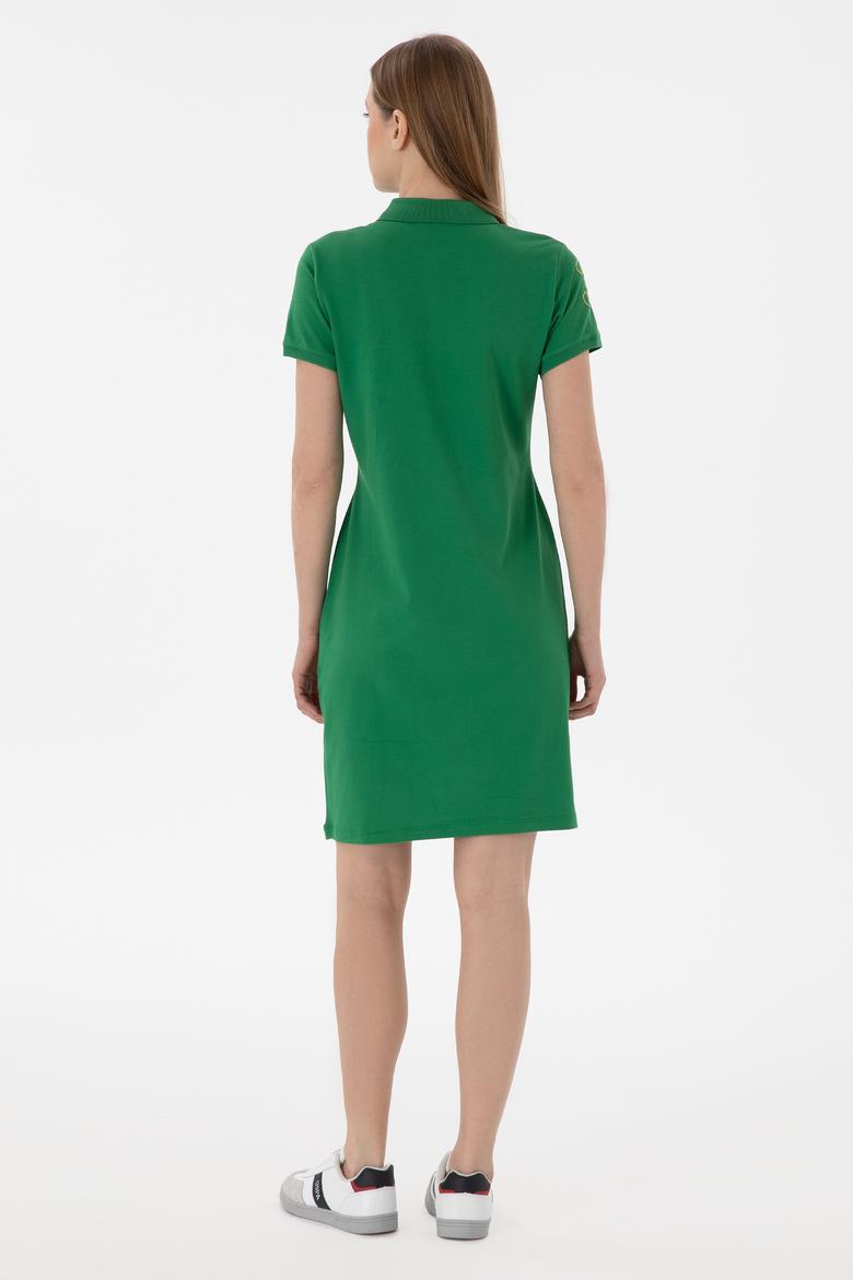 Kadın Yeşil Polo Yaka Mini Boy Örme Elbise - 50280069061
