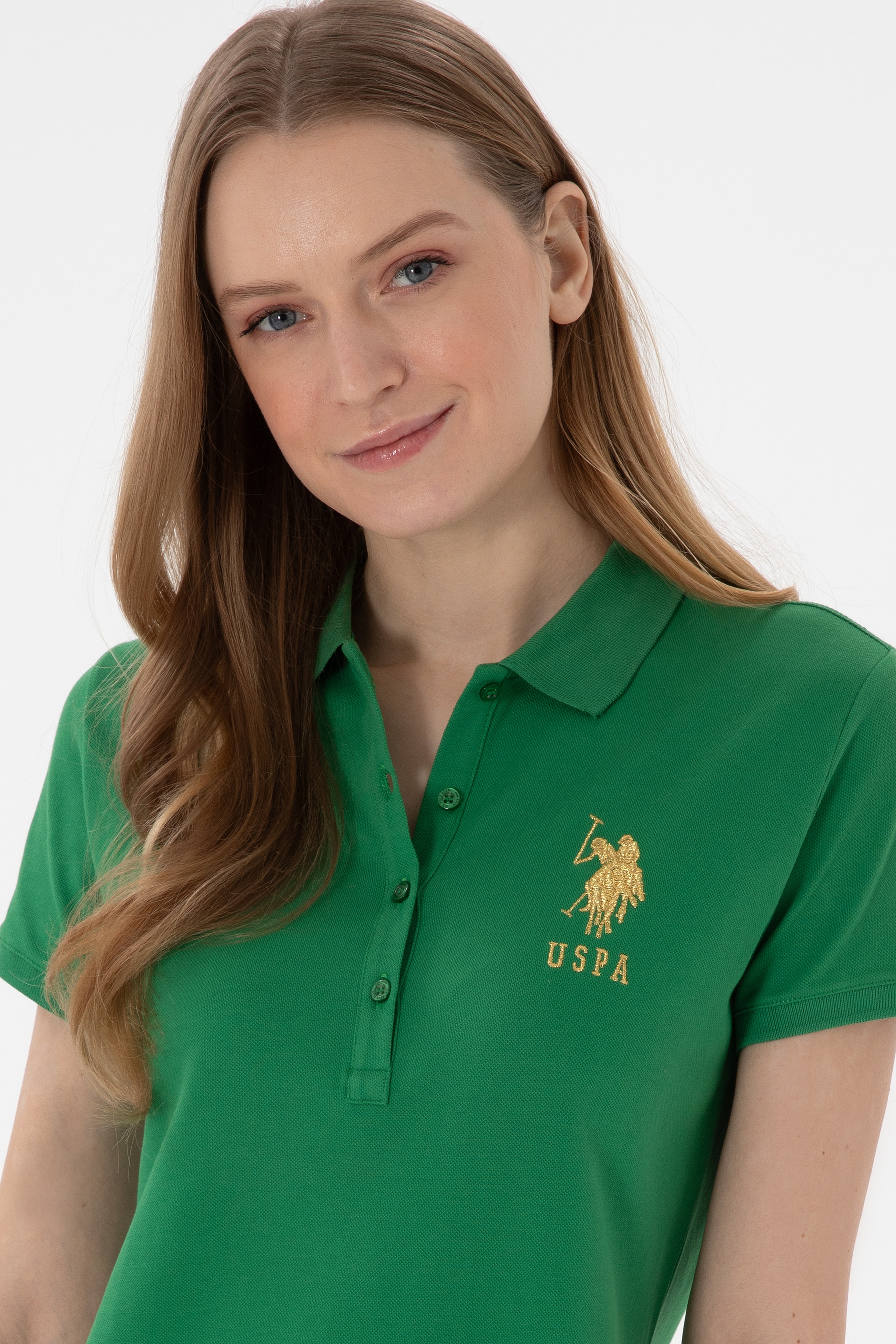 Kadın Yeşil Polo Yaka Mini Boy Örme Elbise - Image 2