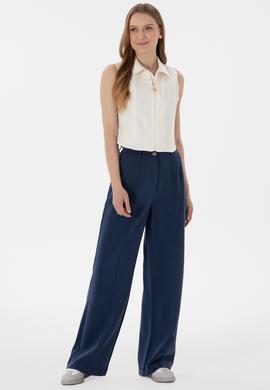 Kadın Lacivert Modal Karışımlı Loose Fit Örme Pantolon - 50300762014