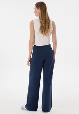 Kadın Lacivert Modal Karışımlı Loose Fit Örme Pantolon - 50300762014
