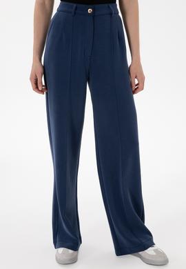 Kadın Lacivert Modal Karışımlı Loose Fit Örme Pantolon - 50300762014