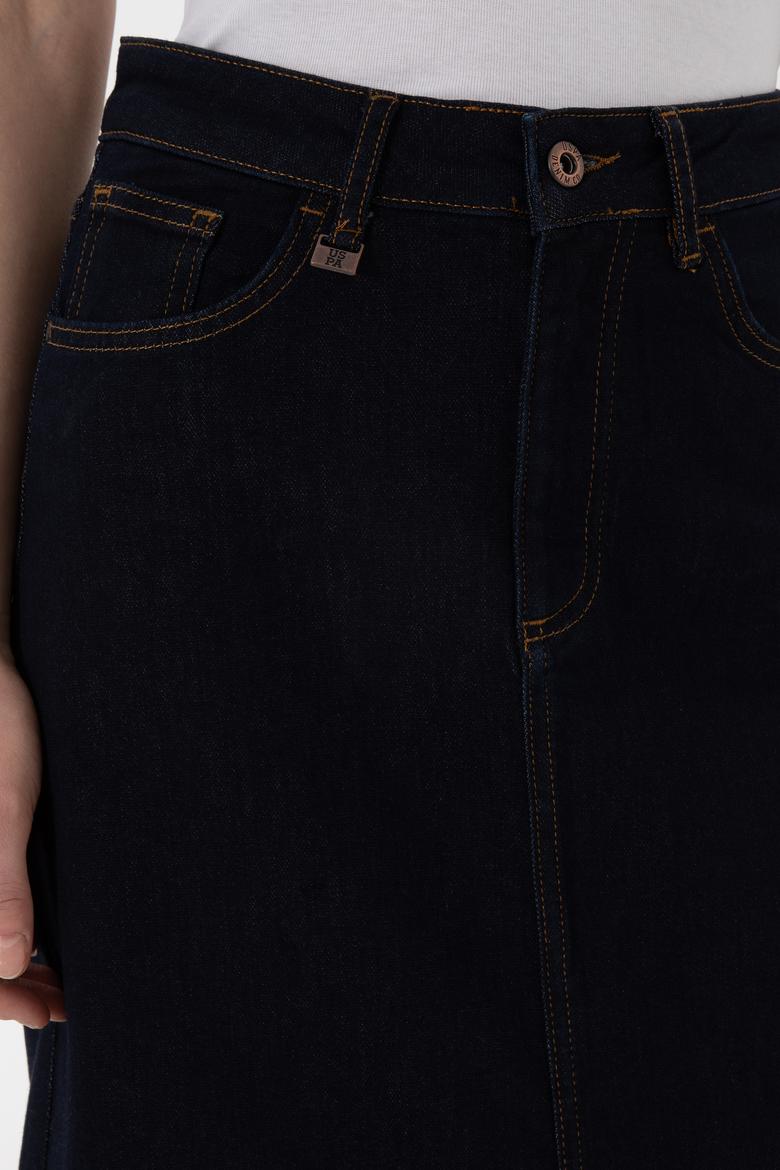 Kadın Koyu Mavi Jean Maxi Boy Etek - 50300149011