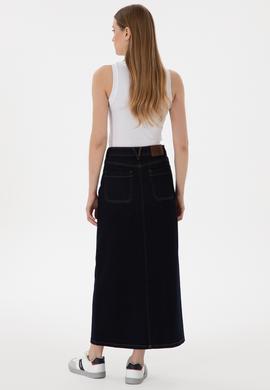 Kadın Koyu Mavi Jean Maxi Boy Etek - 50300149011