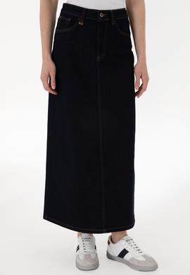 Kadın Koyu Mavi Jean Maxi Boy Etek - 50300149011