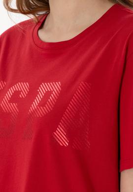 Kadın Kırmızı Bisiklet Yaka Basic Tişört - 50300850102