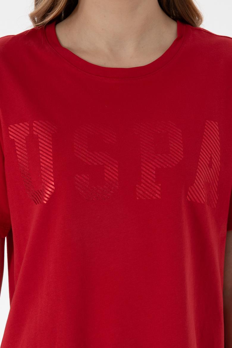 Kadın Kırmızı Bisiklet Yaka Basic Tişört - 50300850102