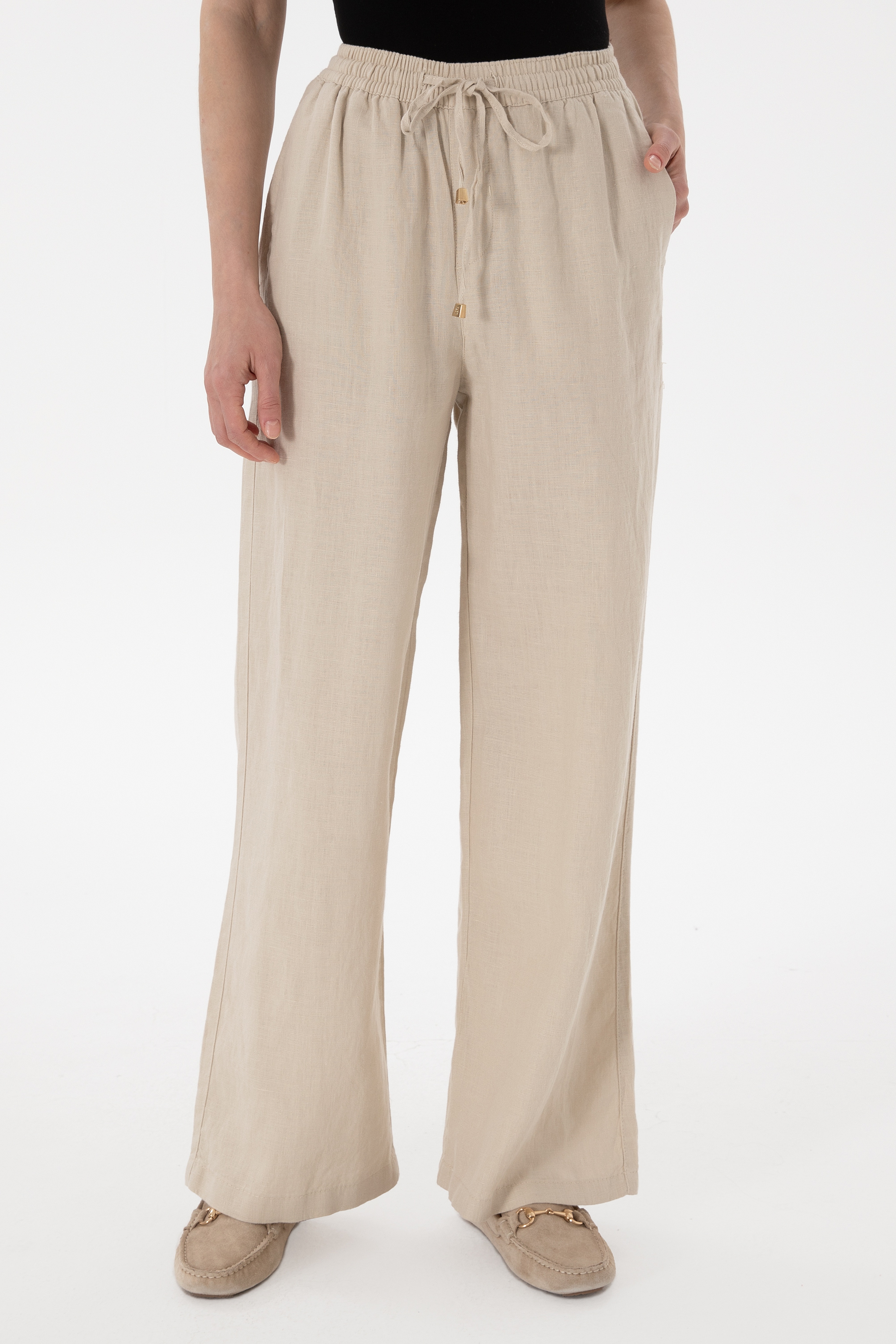 Kadın Taş Loose Relax Fit Kanvas Pantolon