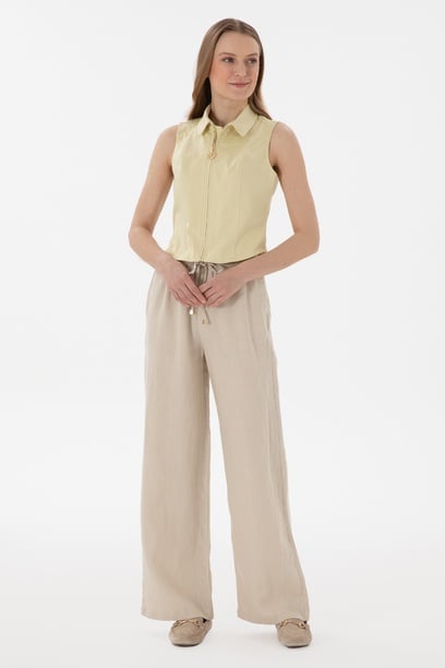 Kadın Taş Loose Relax Fit Kanvas Pantolon
