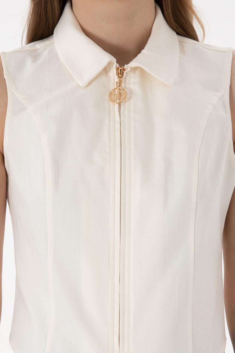 Kadın Krem Kısa Kollu Gömlek - 50299510006