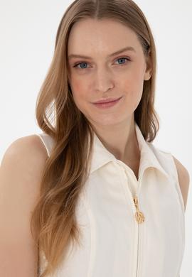 Kadın Krem Kısa Kollu Gömlek - 50299510006