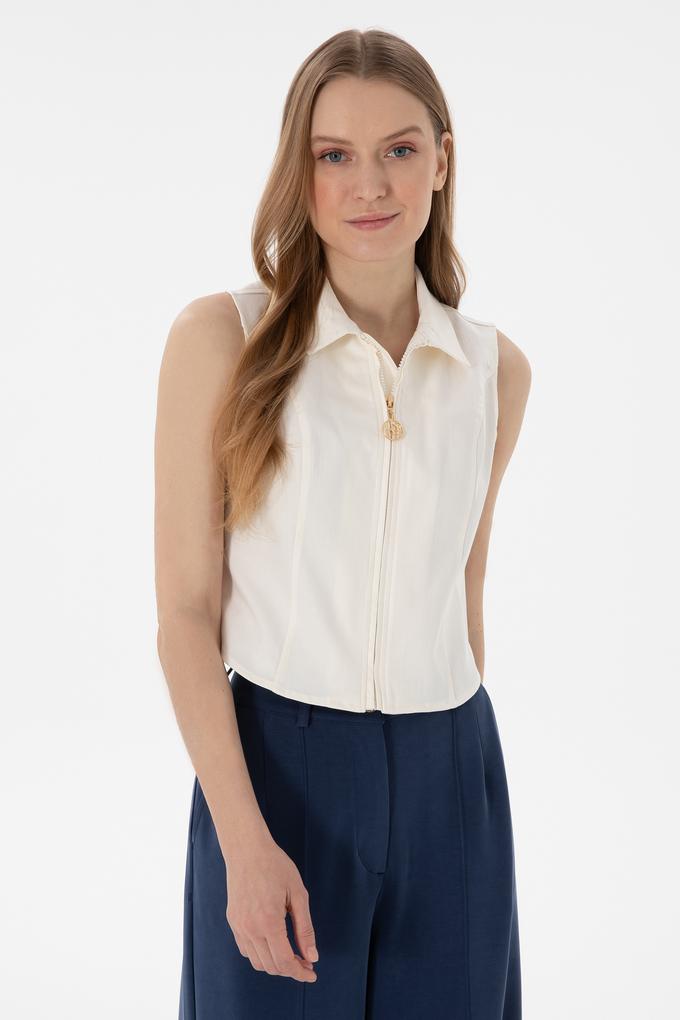 Kadın Krem Kısa Kollu Gömlek