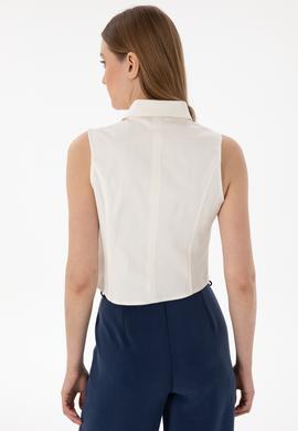 Kadın Krem Kısa Kollu Gömlek - 50299510006