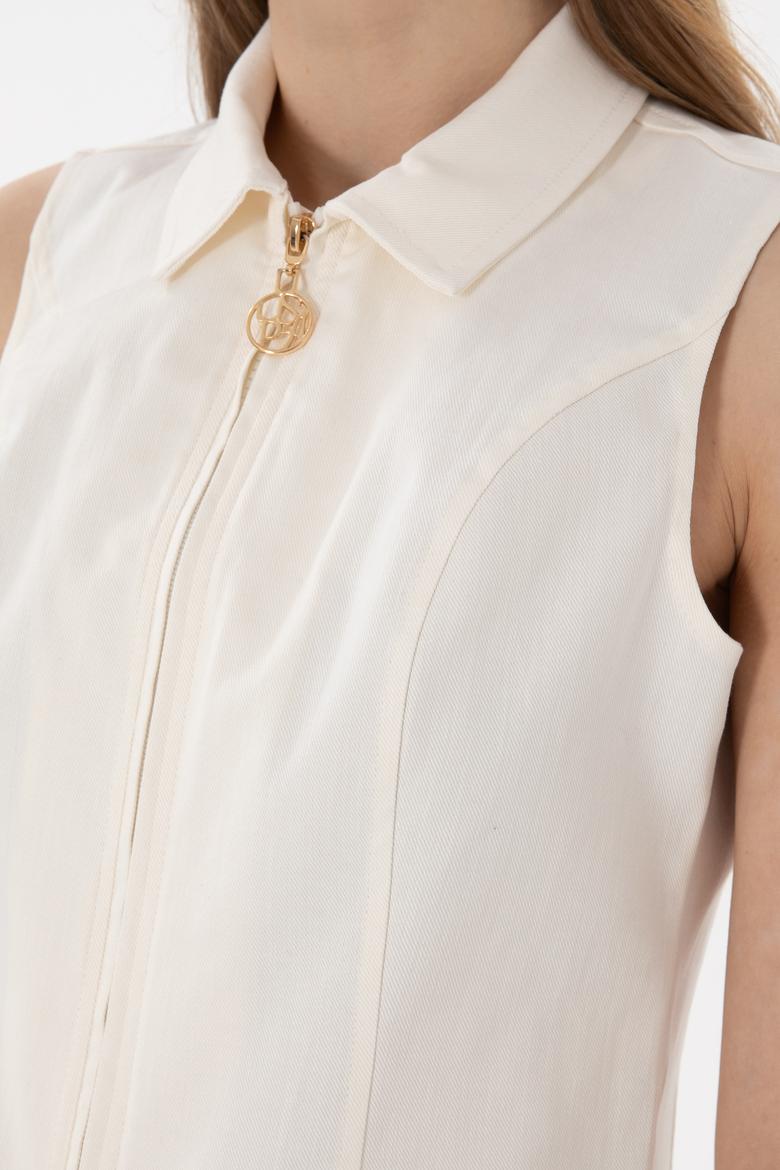 Kadın Krem Kısa Kollu Gömlek - 50299510006