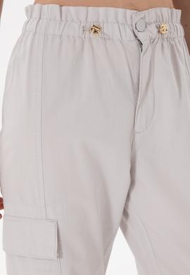 Kadın Açık Gri Jogger Fit Kanvas Pantolon - 50300356024