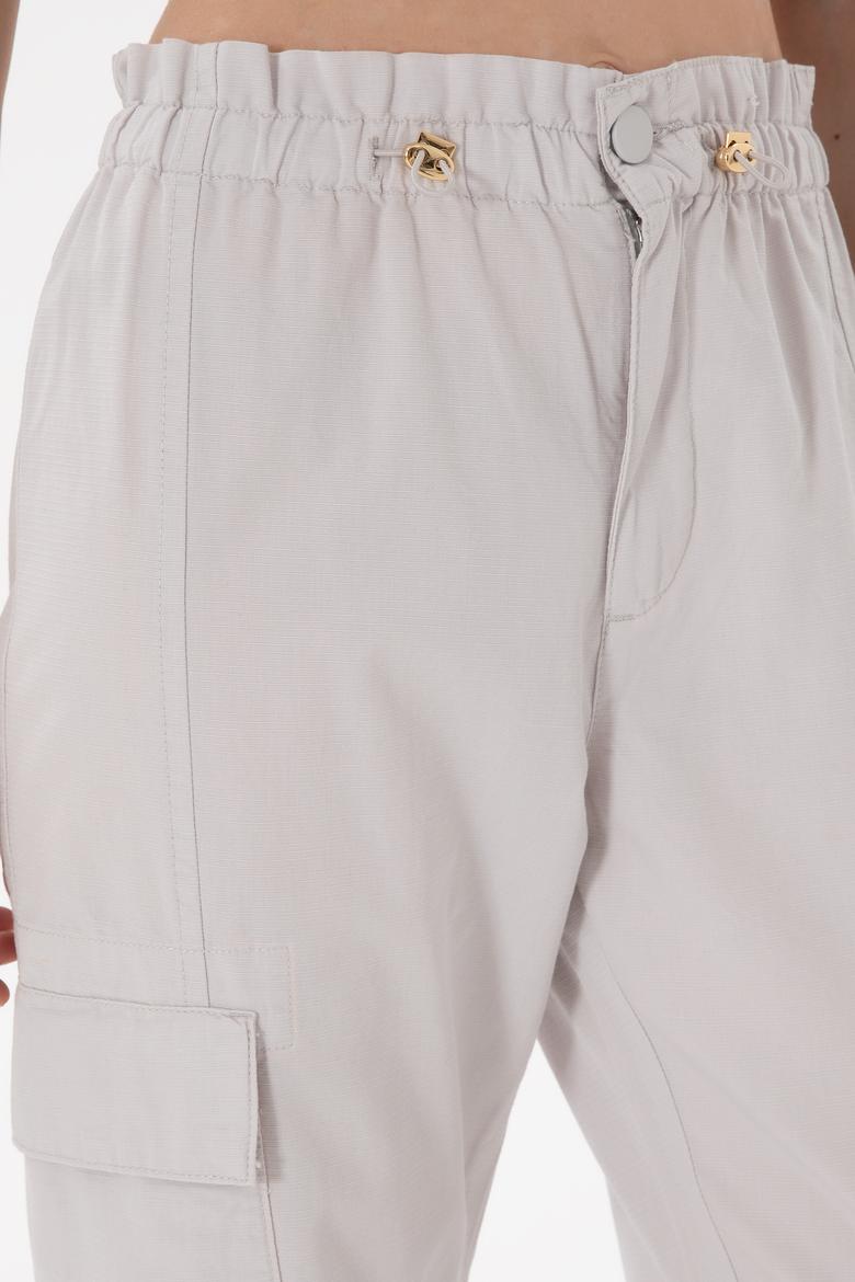 Kadın Açık Gri Jogger Fit Kanvas Pantolon - 50300356024