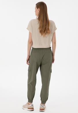 Kadın Koyu Haki Jogger Fit Kanvas Pantolon - 50300356039