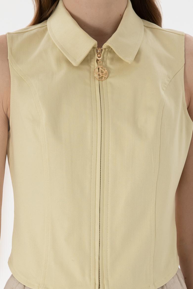 Kadın Açık Haki Kısa Kollu Gömlek - 50299510010