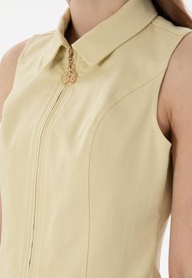 Kadın Açık Haki Kısa Kollu Gömlek - 50299510010