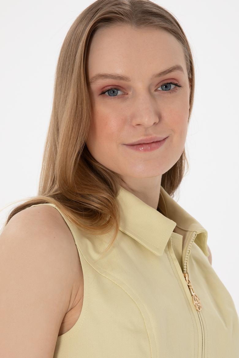 Kadın Açık Haki Kısa Kollu Gömlek - 50299510010