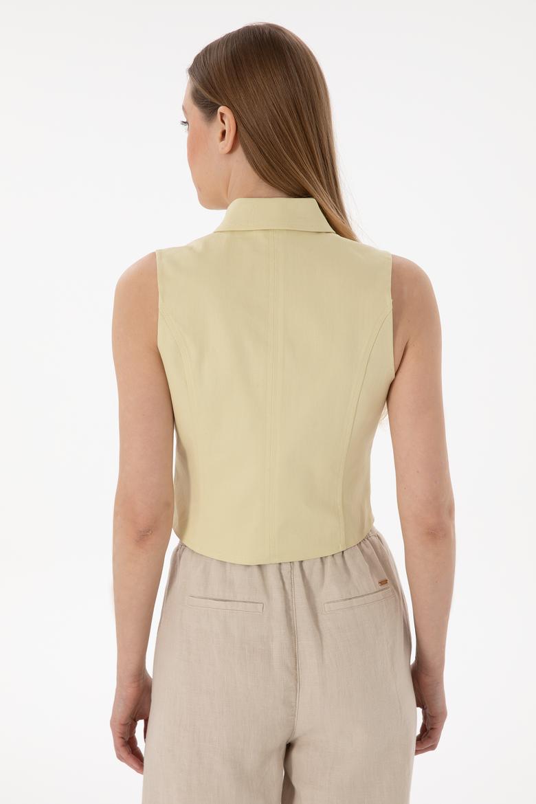 Kadın Açık Haki Kısa Kollu Gömlek - 50299510010