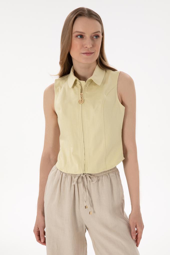 Kadın Açık Haki Kısa Kollu Gömlek